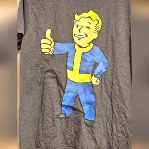 Fall Out Boy Gray T-Shirt with Blue and Yellow Graphic